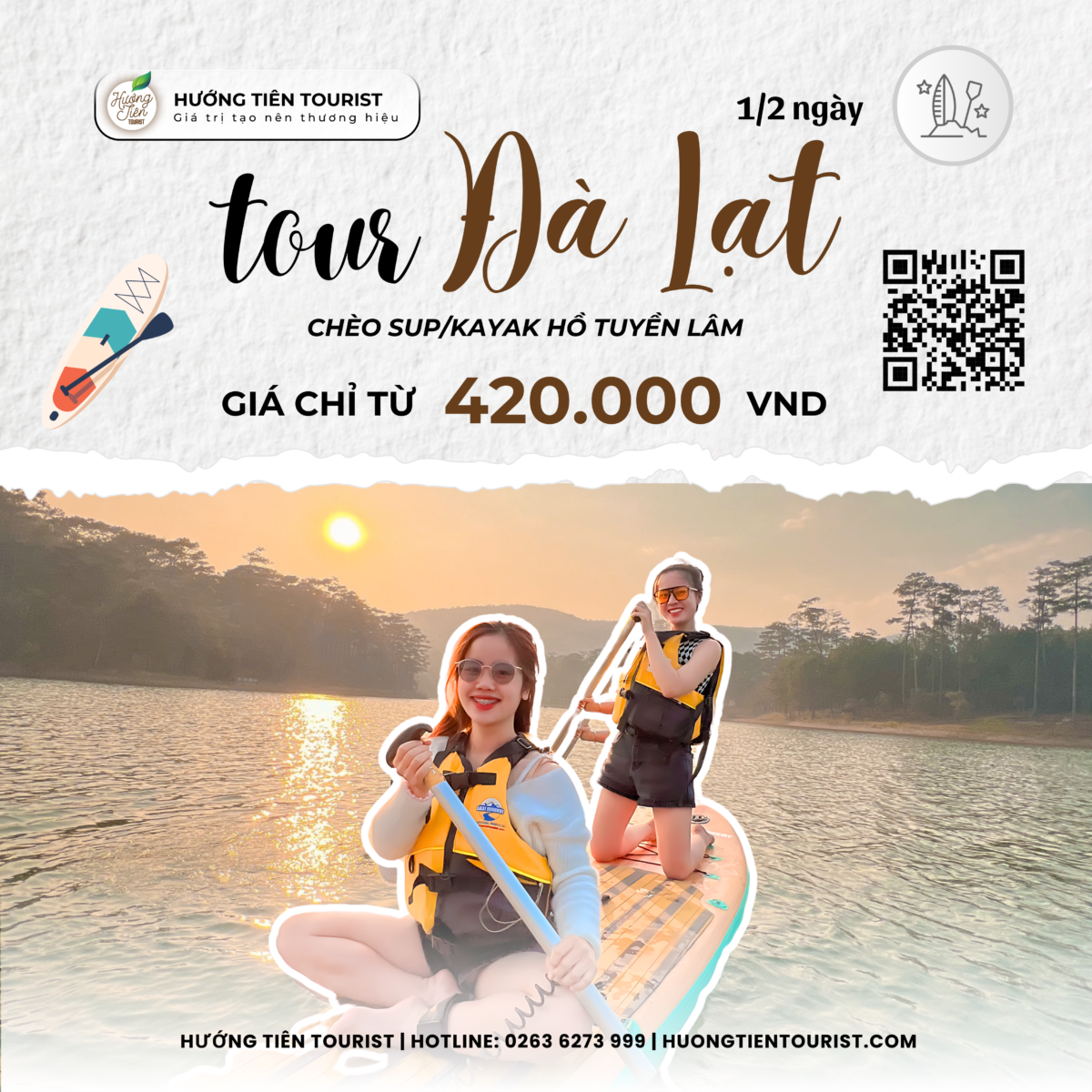 Chèo thuyền Kayak Hồ Tuyền Lâm | Tour Đà Lạt | 1/2 Ngày