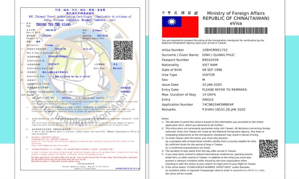 dịch vụ làm visa đài loan