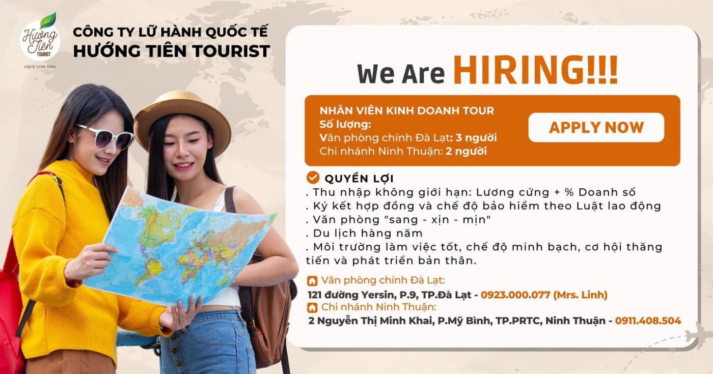 Tuyển dụng nhân viên sale tour du lịch tại Đà Lạt và Ninh Thuận