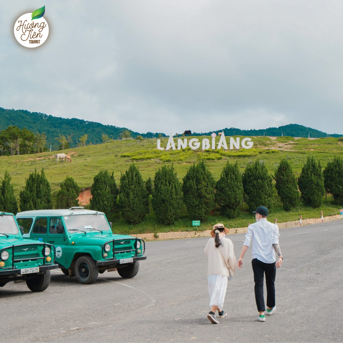 Visitors at LangBiang Mountain on the Da Lat Land Tour, preparing to explore one of Da Lat’s iconic landmarks