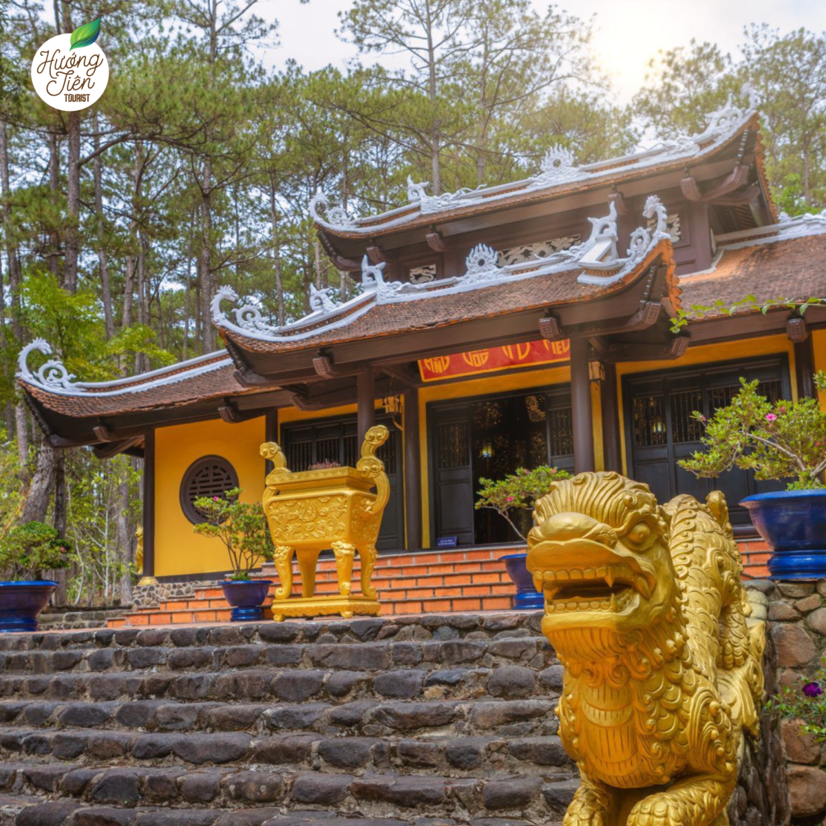 Au Lac Temple at Tea Resort Prenn, a cultural highlight on the Dalat Land Tour featuring Dalat's spiritual heritage