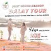 Promotion for Da Lat Land Tour featuring Pink Grass Hill in full bloom, highlighting a 4-day tour experience