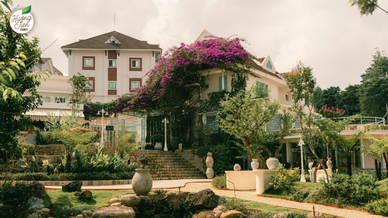 Madame de Da Lat Museum in Dalat with vibrant garden, a cozy accommodation option on the Dalat Land Tour.