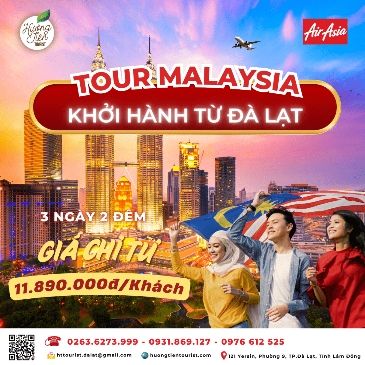 Poster Tour Malaysia Từ Đà Lạt - Hành Trình 3 Ngày 2 Đêm Đáng Nhớ