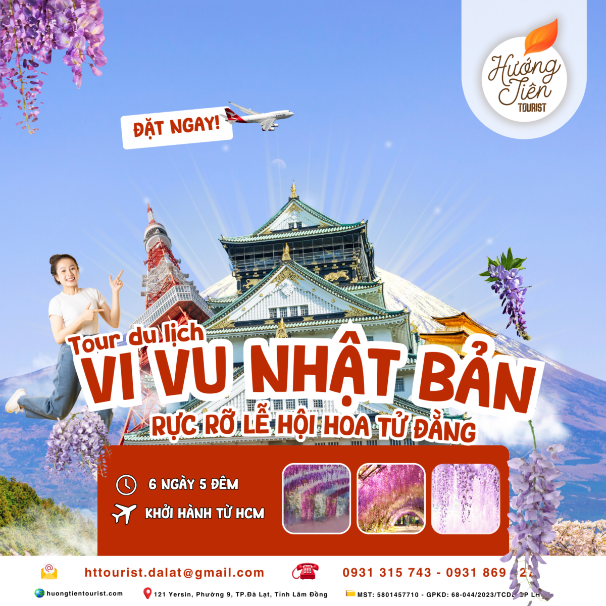 Banner tour nhật bản mùa hoa tử đằng thời gian 6 ngày 5 đêm khởi hành từ Hồ Chí Minh