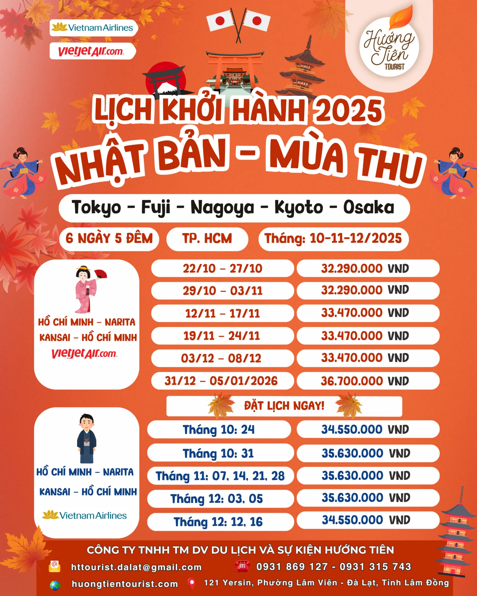 Tour Nhật Bản Mùa Thu 2025
