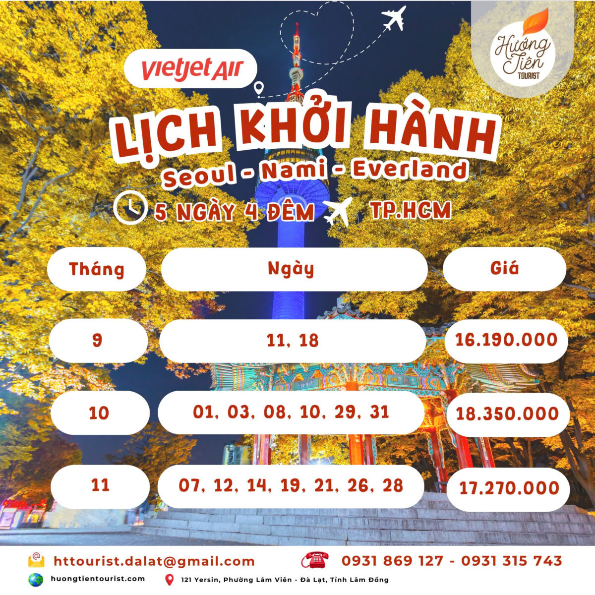 tour hàn quốc mùa thu giá rẻ 2025
