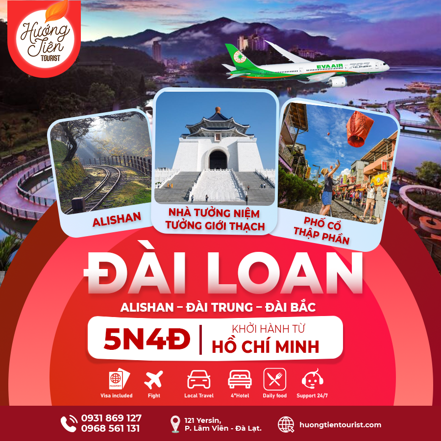 TOUR ĐÀI LOAN: Alishan - Đài Trung - Đài Bắc | 5N4Đ Bay EVA Air