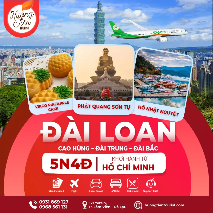 TOUR ĐÀI LOAN: Cao Hùng - Đài Trung - Đài Bắc | 5N4Đ | Bay EVA Air