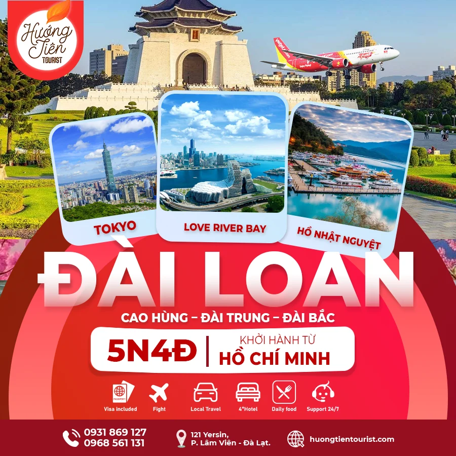TOUR ĐÀI LOAN: Cao Hùng - Đài Trung - Đài Bắc | 5N4Đ | Bay VJ