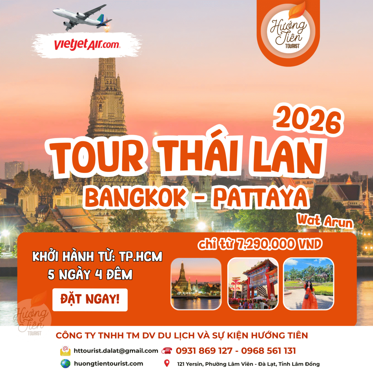 Tour Du lịch Thái Lan: Bangkok - Pattaya 5N4Đ