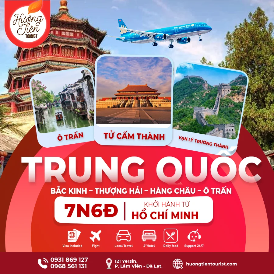 TOUR TRUNG QUỐC: Bắc Kinh - Thượng Hải - Hàng Châu - Ô Trấn 7N6Đ Bay VNA
