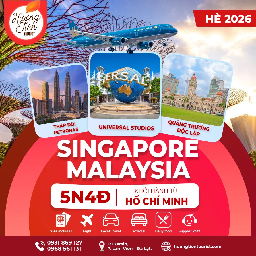 tour singapore malaysia indonesia - mùa hè 2026