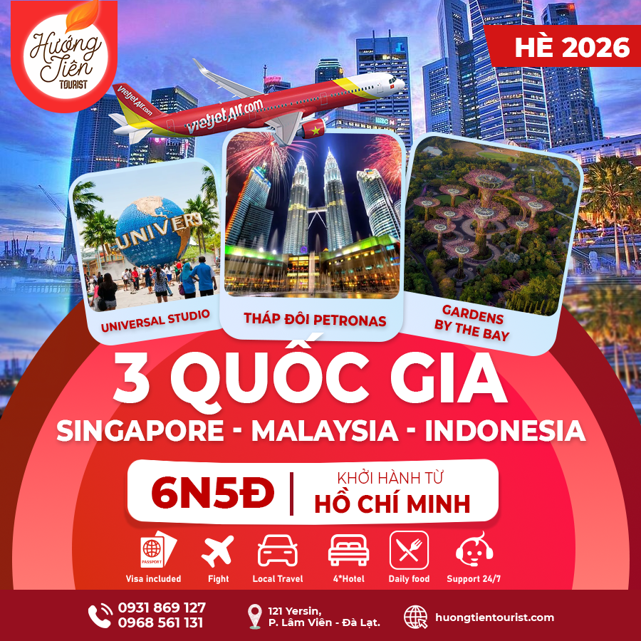 TOUR SINGAPORE MALAYSIA INDONESIA-MÙA HÈ 2026 | Vietjet Air | TP.HCM