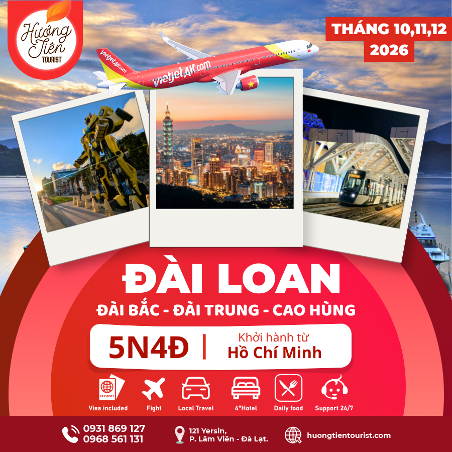 TOUR ĐÀI LOAN - THÁNG 10,11,12/2026 | Vietjet Air| TP.HCM